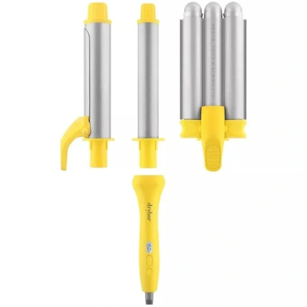 Drybar Yellow and Silver Curling Iron Set (curls, Natural, Beachy Waves) - Picture 2 of 3